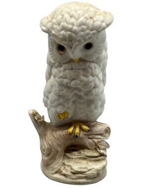 Vintage Porcelain Cybis Owl Figurine Tree Stump With Yellow Beak & Claws READ